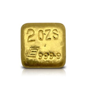 2 oz Gold Engelhard hand-poured Bar 999.9 (squared)